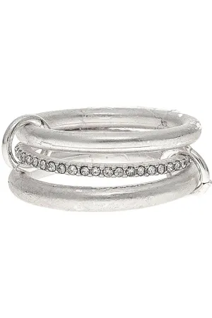 Rain Jewelry Silver Crystal Three Piece Attached Band Size 7 Ring