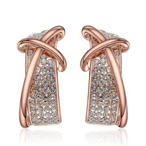 Rose Gold/Gun Plated Cross Rhinestone Crystal Hoop Earrings Women Gift New for Newest Woman Earrings Fashion