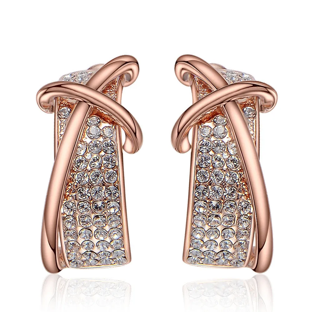 Rose Gold/Gun Plated Cross Rhinestone Crystal Hoop Earrings Women Gift New for Newest Woman Earrings Fashion