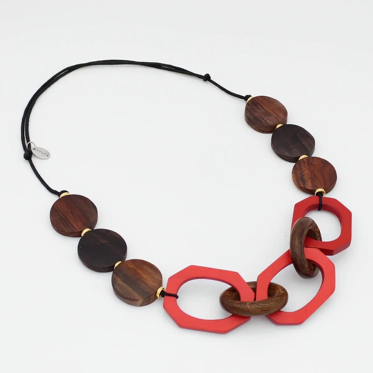 Scarlet Timber Geometric Necklace