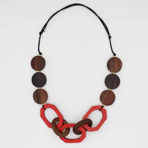 Scarlet Timber Geometric Necklace