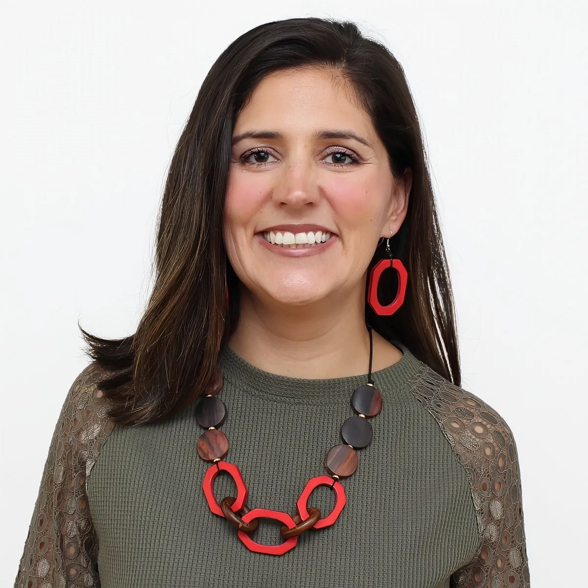 Scarlet Timber Geometric Necklace