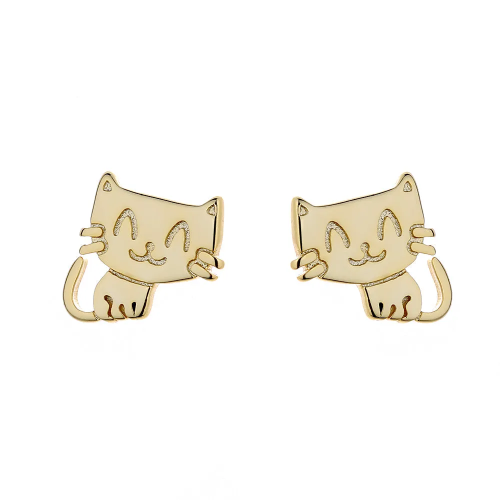 Sterling Silver Cat Earrings