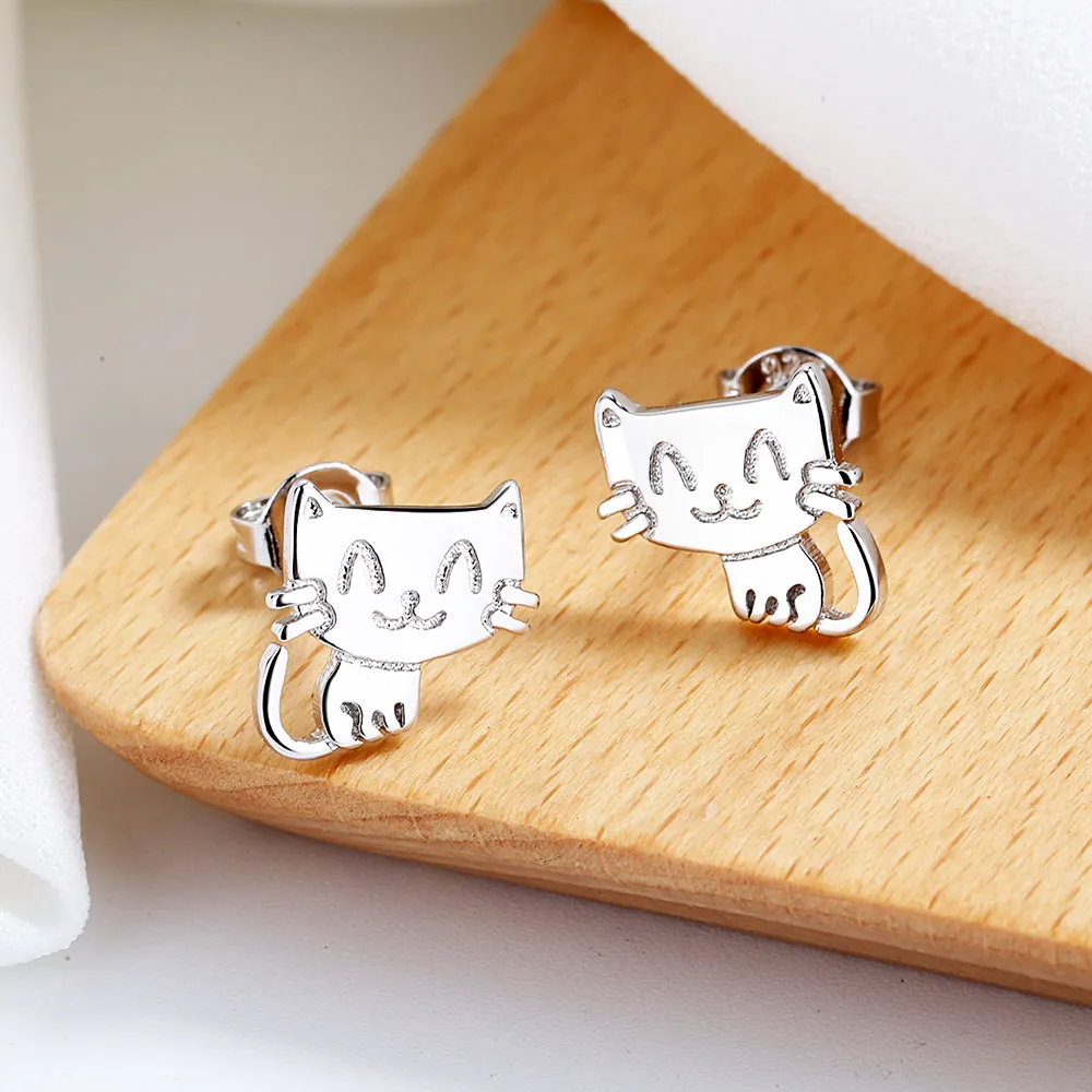 Sterling Silver Cat Earrings