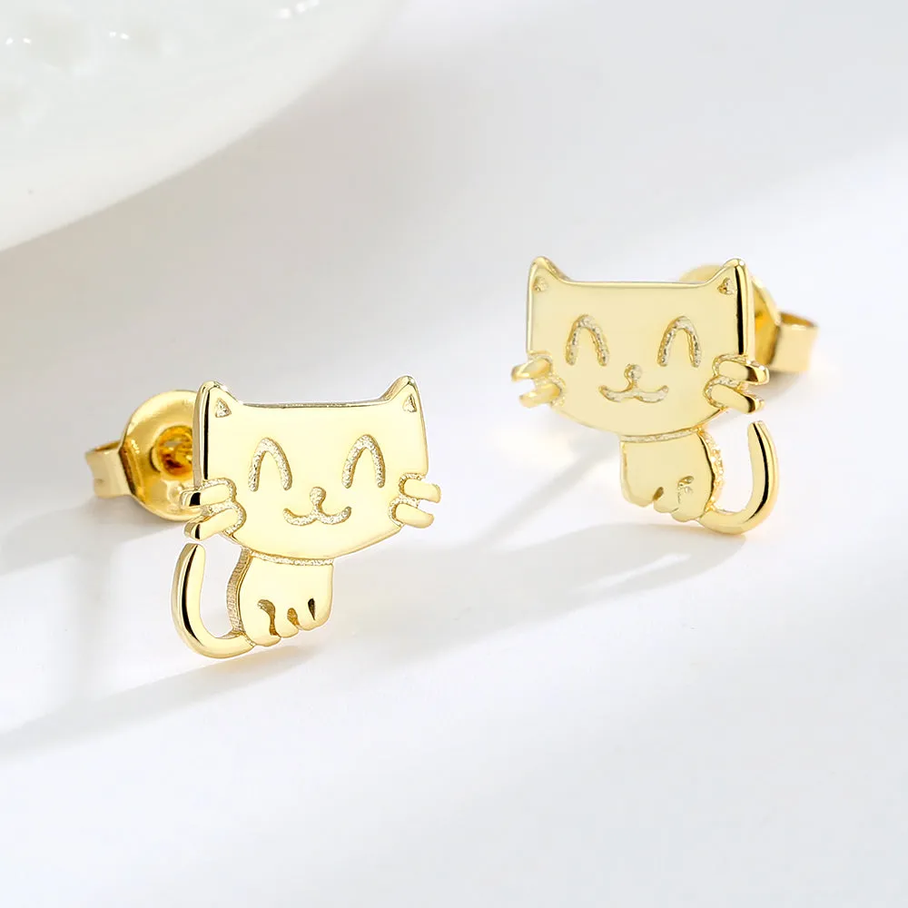 Sterling Silver Cat Earrings