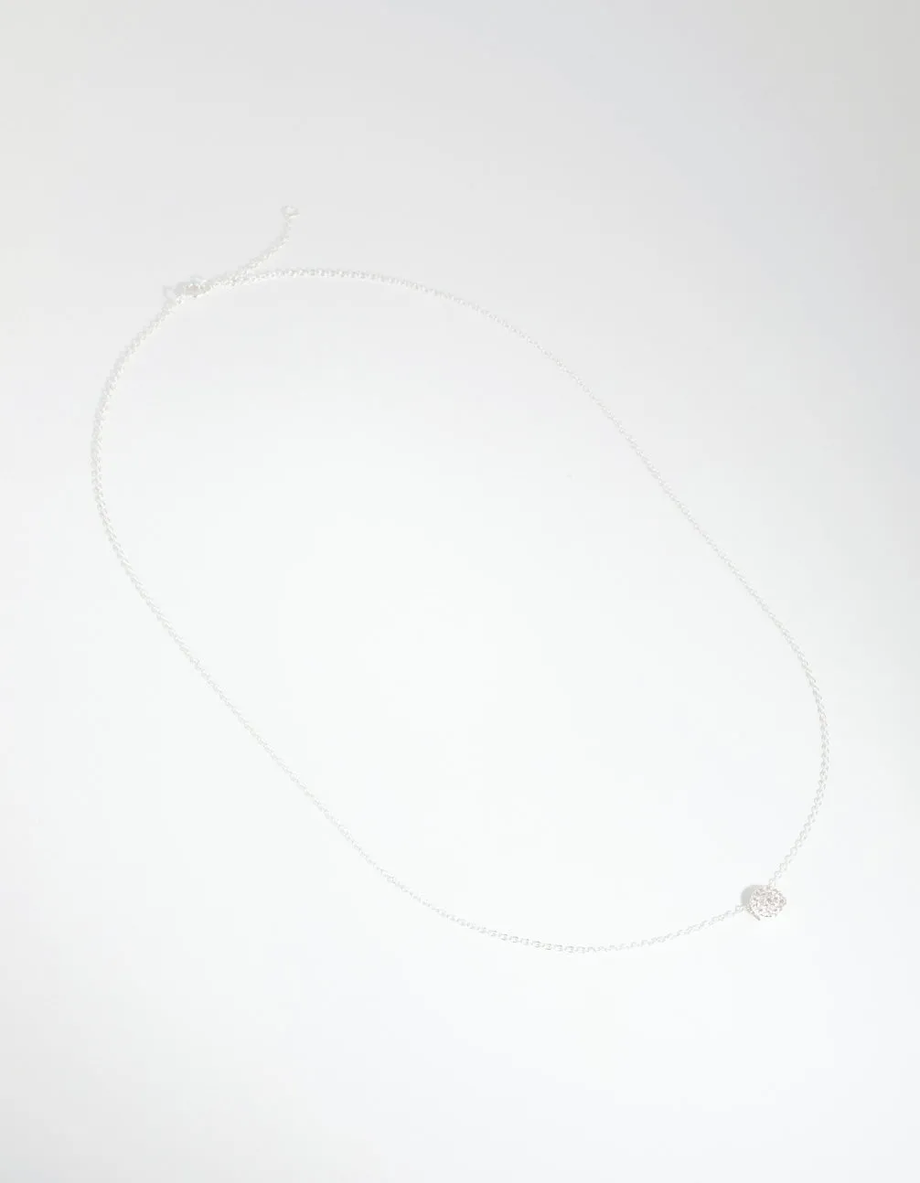 Sterling Silver Cubic Zirconia Pave Disc Necklace