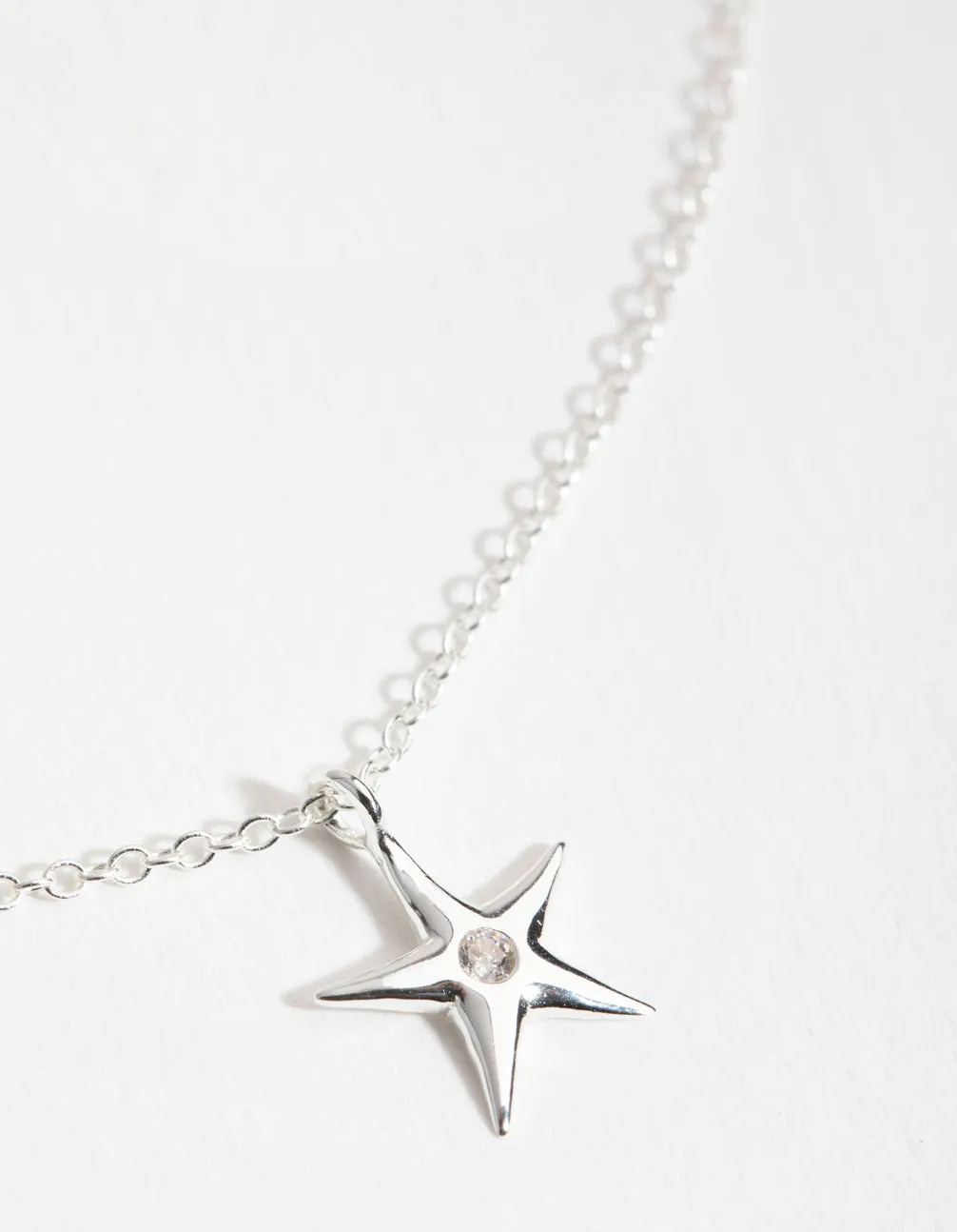 Sterling Silver Diamante Starfish Necklace