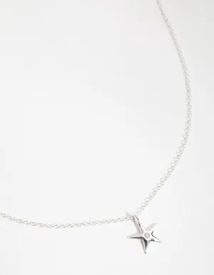 Sterling Silver Diamante Starfish Necklace