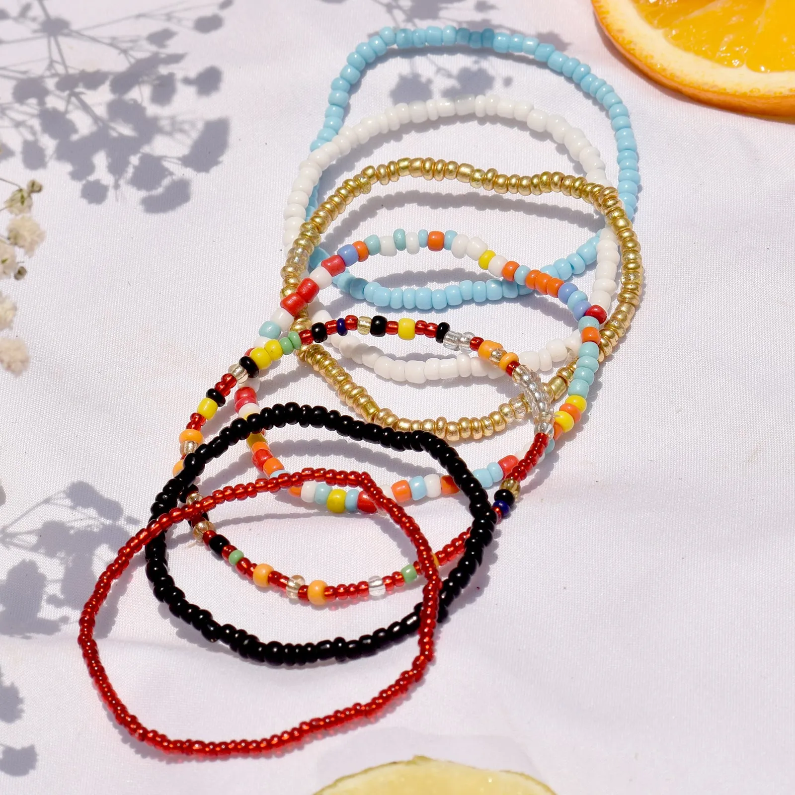 Summer Yum Set of 7 Multicolored Anklet
