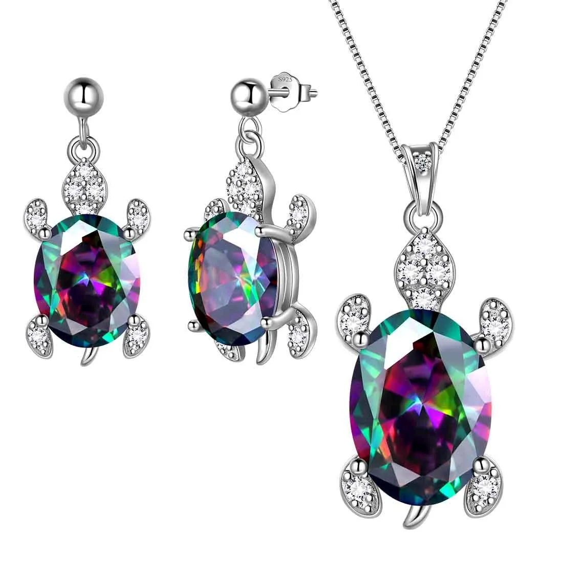 Tokyo Mart Women Turtle Jewelry Sets 3PCS Birthstone Girls Birthday Gift Sterling Silver
