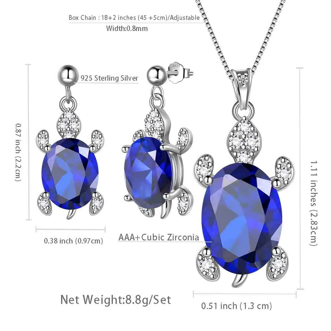 Tokyo Mart Women Turtle Jewelry Sets 3PCS Birthstone Girls Birthday Gift Sterling Silver