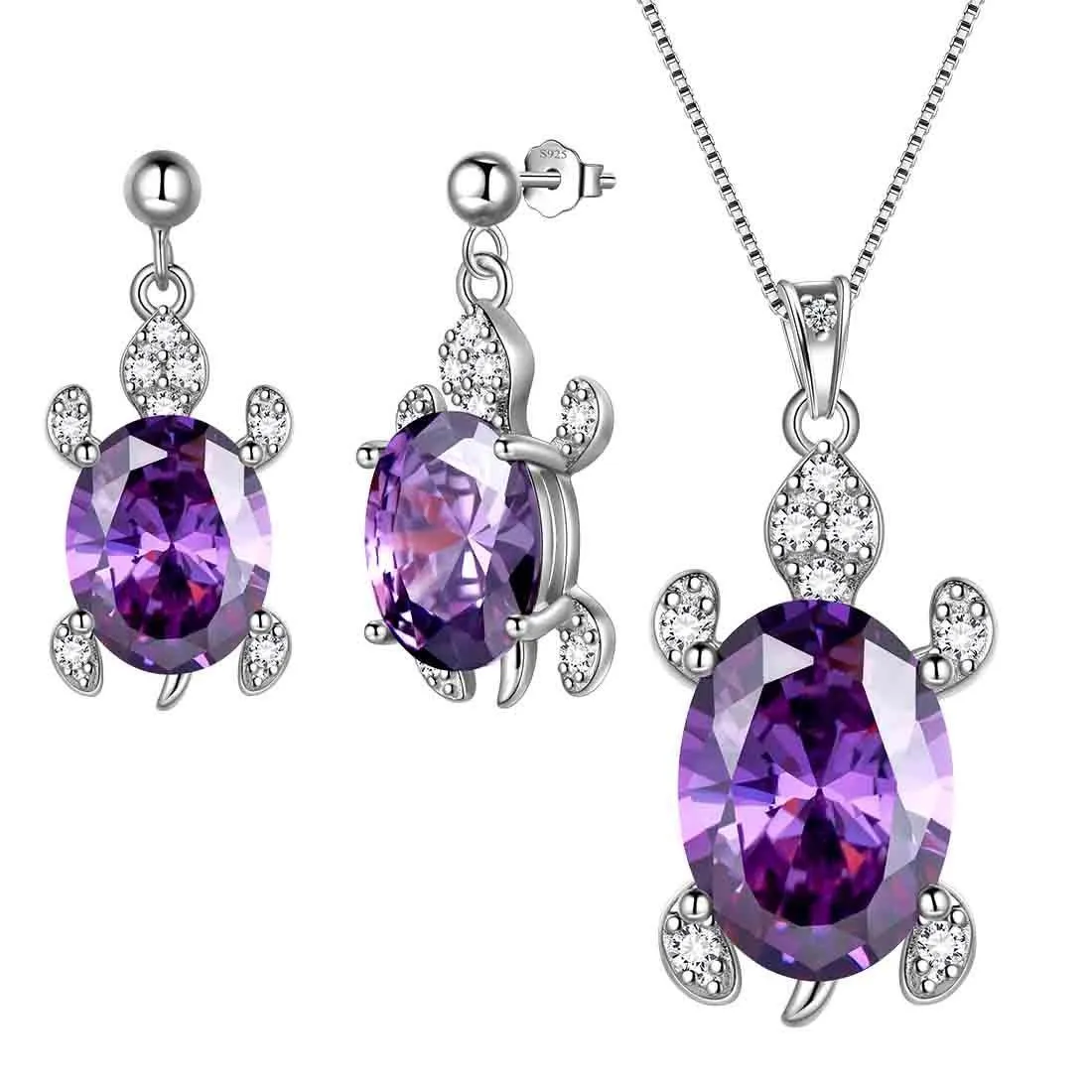 Tokyo Mart Women Turtle Jewelry Sets 3PCS Birthstone Girls Birthday Gift Sterling Silver