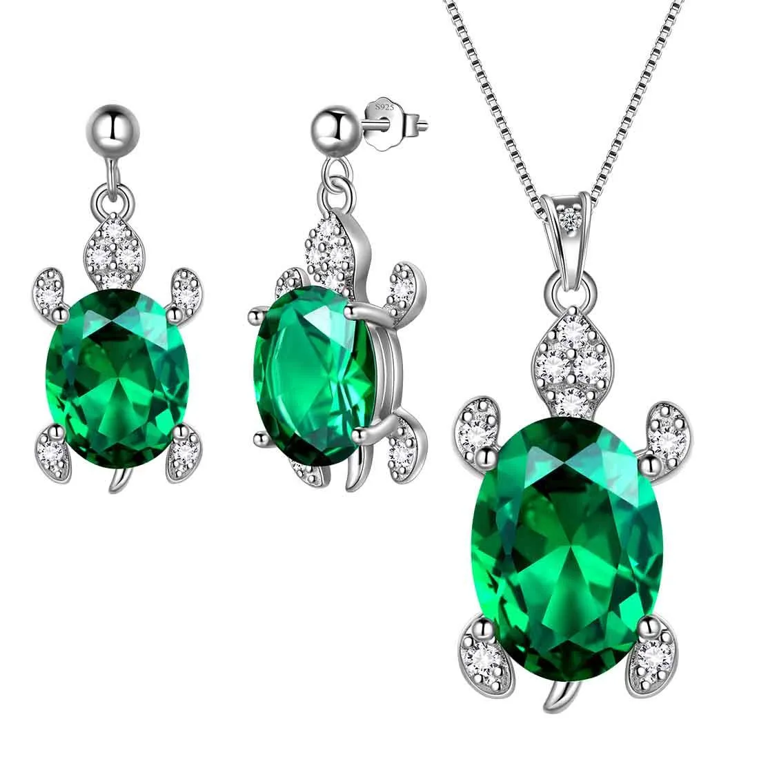 Tokyo Mart Women Turtle Jewelry Sets 3PCS Birthstone Girls Birthday Gift Sterling Silver