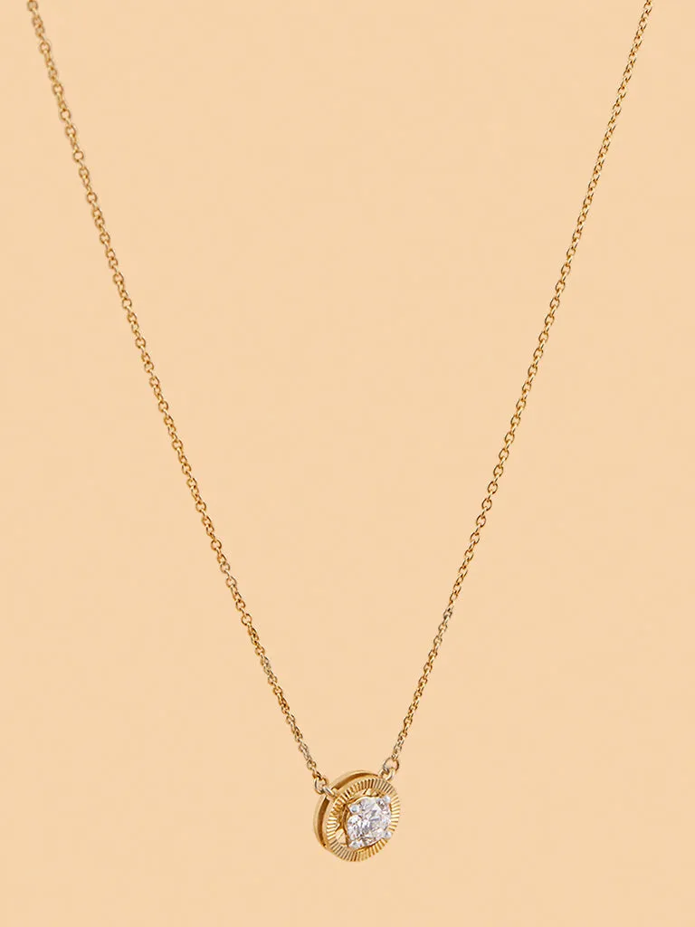 Westside X Pome Round Halo Solitaire Lab Diamond Pendant Necklace