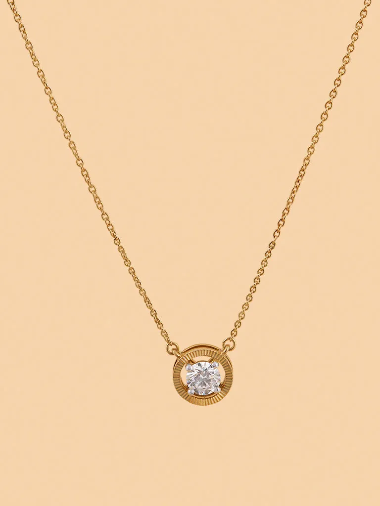 Westside X Pome Round Halo Solitaire Lab Diamond Pendant Necklace