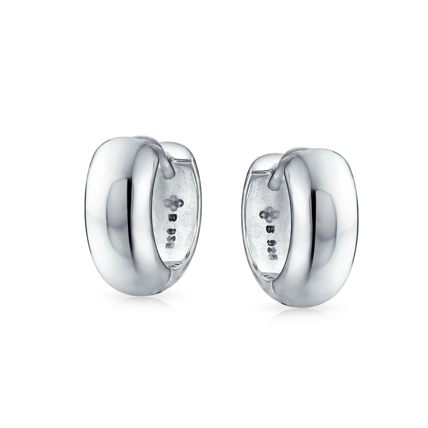 Wide Dome Hinge Small Hoop Earrings Rose Gold Plated Sterling Silver
