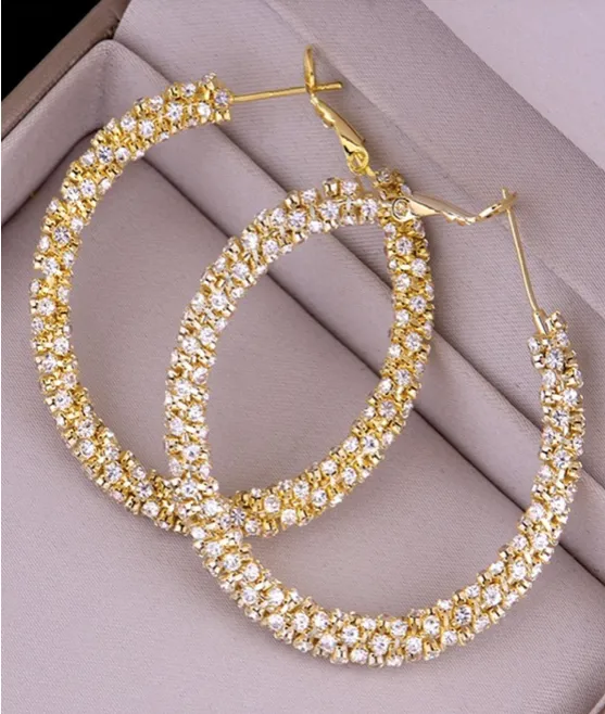 Women's Rhinestone Circle Hoop Earrings
