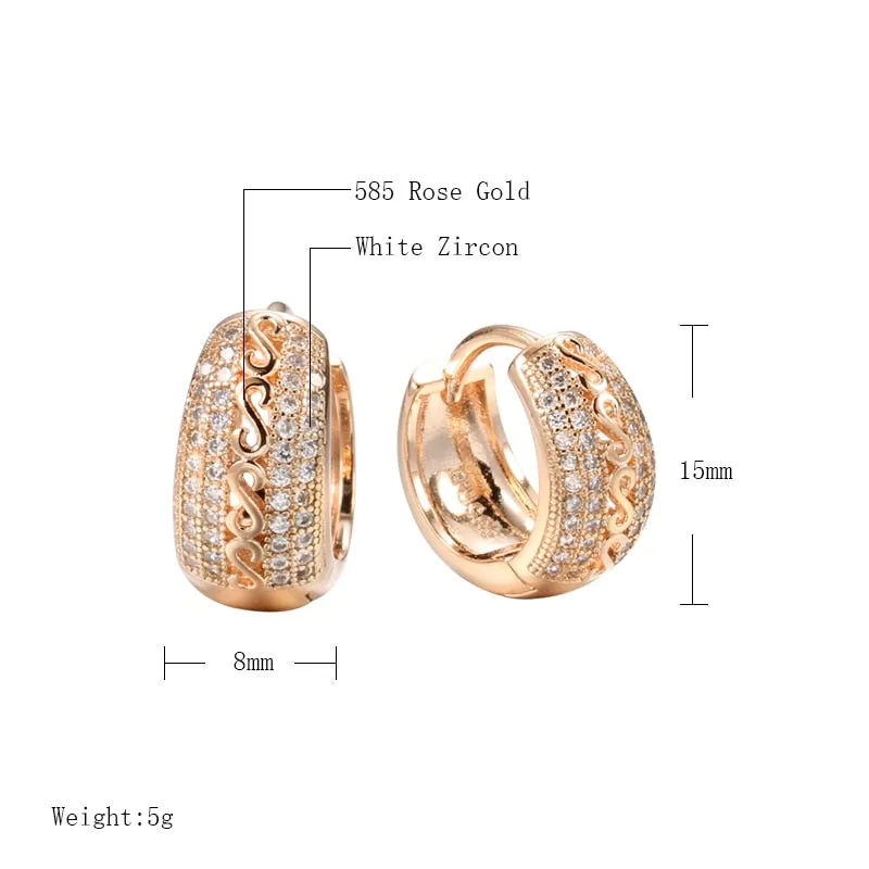 Zircon Geometric Drop Earrings with Hollow Pattern for Women - Antique Gold Color